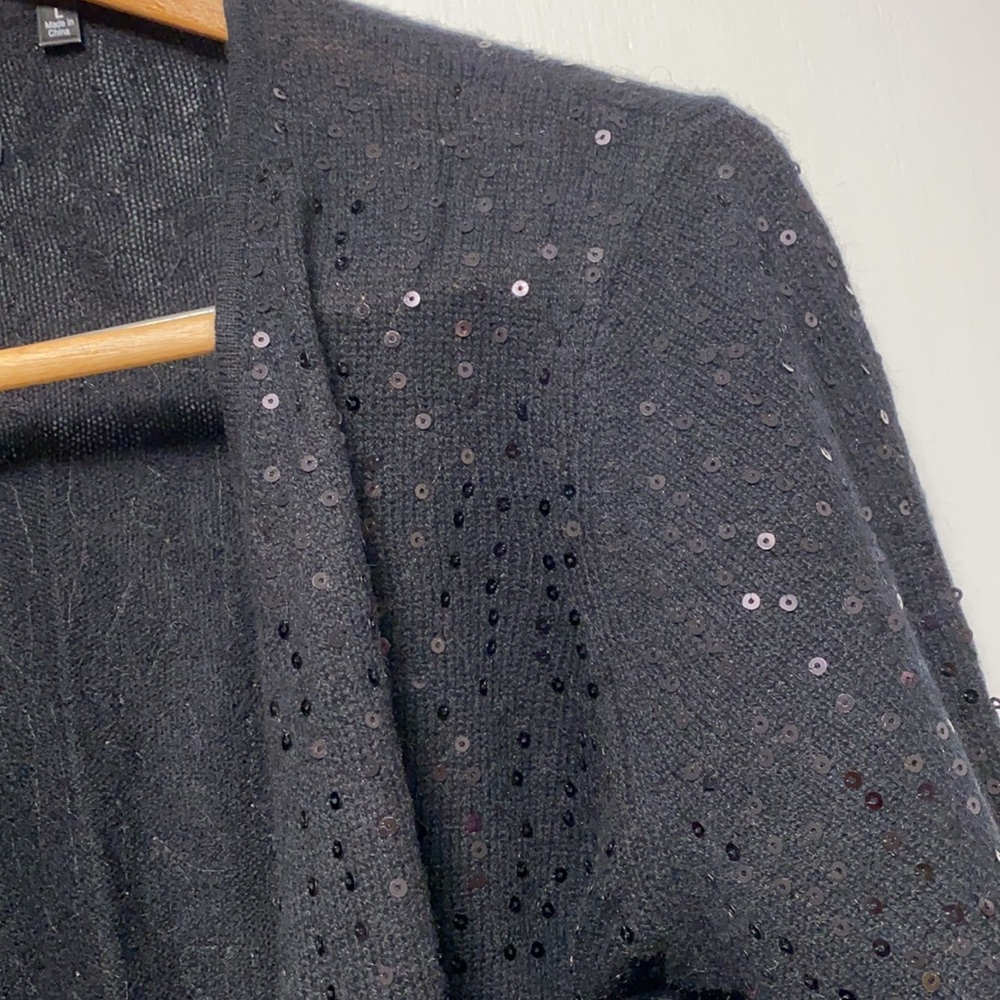 Saks Fifth Avenue 100% Cashmere Sparkly Black Sweater - Picture 7 of 16